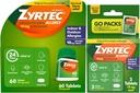 Zyrtec 24 ore Allergy Relief Tablets, Indoor and Outdoor Allergy Medicine con 10 mg Cetirizine HCl per Antihistamine Tablet, Bundle Pack, 60 ct + 3 ct Travel Packs, 63 Count