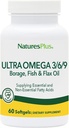 Nature Plus Ultra Omega 3 6 9-1200 mg, 60 Softgels - Olio di borraccia, Olio di pesce, Integratore di olio di lino, Senza glutine - 60 Serve