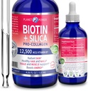 BIOTIN Liquido Vegan con Silica Pro-Collagen 12.500mcg. Supporta capelli sani, pelle luminosa, unghie forti. Aumenta l'energia. Per gli uomini e le donne - Formula concentrata. Natural Cherry Flavor. 4oz