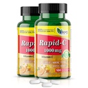 America Medic & Scienza Rapid-C 1000mg Vitamina C Supplemento (2 Confezione di 100 compresse) Energy Booster, Supporto giornaliero del sistema immunitario, Antiossidante | Vegan, Acido non OGM rivestito per gli uomini adulti e le donne