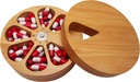 fashciaga Bamboo Legno Settimanale di Medicina della Vitamina Pill Organizer Case Box,Kitchen Salt Spice Cellar Containers,Earring Ring Jewelry Storage Decorative Box (Large)