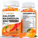 Calcium Magnesio Zinc Gummies per Adulto: Organico 1000mg Calcium Citrato Magnesio Supplemento di Magnesio con D3 B12 - Zucchero gratuito ad alto assorbimento Supplemento per gli uomini delle donne (60 Conte(Pack of 2))