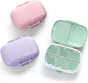MEACOLIA 3 Pack 8 scomparti Organizzatore di Pillole da viaggio, Case Pillola Giornaliera Piccolo Box Pillola per Pocket Purse, Portable Pill Container Medicine Vitamin Organizer (Purple, Green, Pink)