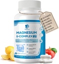 5-in-1 Magnesio complesso supplemento con vitamine e erbe estratti, 30 giorni di alimentazione con Magnesio Glycinate Citrato Malato Taurate Ossido per calma Bone Muscle Energy Cortisol Balance, Vegan