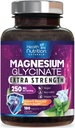 Magnesio Glycinate 250mg - Magnesio 100% Chelato per Max Absorption - Supporto per il sonno, Muscolo, Nervi, Bone & Heart Health Support, Miglior Mag Supplemento, Vegan Non-GMO, 3° Partito Testato - 180 compresse