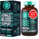 Supplemento di ferro per le donne con acido folico - 35 mg Costruttore di sangue Ferrous Sulfate, acido folico 400 mcg - Pillole di ferro per le donne con anemia e sostegno alla gravidanza - 60 Compresse di vitamina di ferro senza glutine