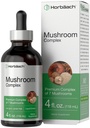 Horbäach Mushroom Complex | 4 Fl Oz Herbal Liquid Drops | Lion's Mane, Reishi, Shiitake, Chaga, Cordyceps, Maitake e Oyster Mushroom Supplement Blend | Vegetariano | Non OGM, Gluten Free Formula