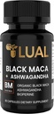LUAL 30,000mg 30x Forza Organico Nero Maca Root con Ashwagandha - Elevata potenza Nero Maca Root Capsule per Uomo - 100% Pure Maca Peruana Powder Organic, Gelatinized, Non-GMO - 60 Pillole