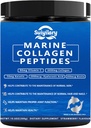 Peptidi di collagene polvere per le donne, Multi Marine idrolizzato per capelli sani, pelle, chiodi con acido ialuronico, biotina, vitamina C, 30 Serve (10,6 OZ, fragola)
