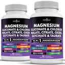 NUOVO AGE Magnesio Supplemento -Powerful Glycinate Citrato Malate Ossido Taurate Aspartate Gluconate Orotate & Mag Chloride Manganese Bone Salute e Bone Forza, Joint Support- 180 Count