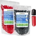 XPRS Nutra Size 1 Gelatin Capsule Separate - 1000 Contare Capsule Pillole Vuote Separate in Borse- Pillole Vuote per Riempimento Integratore fai da te (nero/rosso)
