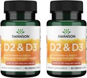 Complesso di vitamina D Swanson con vitamine D2 & D3 - Complesso di vitamina Sunshine completo per Bone, Salute dentale e immunitaria - Supplemento di vitamina (50 mcg, 60 capsule di verdure) (2 Confezione)