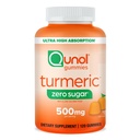 Qunol Zero Zucchero Gummie Turche, Gomma con 500mg curcumina curcuma, Supporto congiunto, Ultra High Absorption Curcumina Tumerica, Vegetariano, Gluten Free, 120 Conte