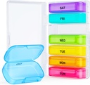 ZIKEE 7 Packs Extra Large Pill Organizer, Portable Pill Box 7 giorno per tasca, borsa, caso di pillole settimanali con design a doppia protezione, contenitore di pillole per il farmaco, vitamina, olio di pesce, supplemento