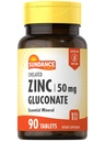 Sundance Zinc Supplemento 50mg | 90 Compresse | Minerale Essenziale Chelato | Vegetariano, Non OGM e Gluten Free
