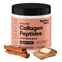Polvere di proteine di peptidi del collagene di Keto perfetta con olio di MCT, collagene idrolizzato, supplemento di tipo I & III, erba senza glutine Fed, basso carb, crema di caffè Keto, collagene per le donne e gli uomini, tostato di cinnamone