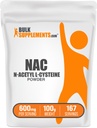 BulkSupplements.com NAC Powder - N-Acetyl Cysteine 600mg, NAC Supplement - Supporto antiossidante, Gluten Free - 600mg per Serving, 167 Servings, 100g (3,5 oz) (Pacchetto di 1)