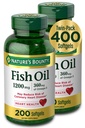 Bounty Fish Oil, Integratore alimentare con 360mg Omega-3, Supporta la salute del cuore, 1200mg, 200 Softgels (Pack of 2)