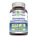 Incredibile Formulas Glucosamine Chondroitin MSM 1850 mg Per Serving Capsule Supplemento | Non-GMO | Gluten Free | Made in USA (120 Count)