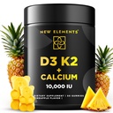 Vitamina D3 K2 Gummies 10000 IU con Calcium 100mg - VIT D3 per adulti - Mk7 Vitamina K2 100mcg - Vitamina D Supplemento per uomini e donne - Vegan Gluten Senza OGM