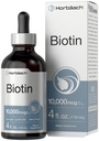 Horbäach Biotin Liquid Drops 10000mcg | 4 fl oz | Berry Flavor | Vegetariano, Non OGM & Gluten