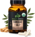 Organic Muscle Tongkat Ali per gli uomini, 500mg - Pure & Potent USDA Eurycoma Longifolia Root Supplemento 60 Count – Wild Grown Men's Health Hormone Support for Male Performance, Drive & Energizer