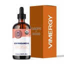 Vimergy USDA Organic Ashwagandha Liquid Extract, 57 Servings –Stress Supplement Drops – Adaptogen - Supporta la funzione cognitiva – Sleep Support – Alcohol-Free, Non-GMO, Vegan & Paleo Friendly (115 ml)