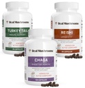 Reishi 415 Longevity Capsule (90ct), Turchia Tail Mushroom Extract Immune Support (90ct), Chaga Extract Mushroom Supplement (120 caps)