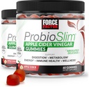 FORCE FACTOR ProbioSlim Aceto di Mela Gummies, 2-Pack, con Aceto di Sidro di Mele Organico e Probiotici di LactoSpore e Prebiotici per sostenere la digestione, il metabolismo e la salute immunitaria, 120 Gummies