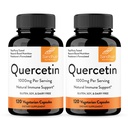 Sandhu's Quercetin Capsule Vegetariani Supplementi 120 Conte (Pack of 2) | Bioflavonoidi per il supporto immunitario e la salute respiratoria, supporto all'allergia stagionale | Quercitin per uomini e donne