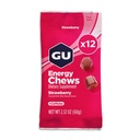 GU Energy Chews, Strawberry Energy Gummies with Electrolytes, Vegan, Gluten-Free, Kosher, 20 mg di caffeina e Dairy-Free On-the-Go Energy for Any Workout, 12 Bags (24 Servings Total)