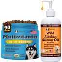Natural Dog Company Benessere Bundle per cani, olio di salmone per cani, multivitaminico e supplemento, Itch Relief