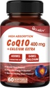 Capsule CoQ10 400mg, Coenzyme Q10 Integratori ad alto assorbimento | Supporti cardiaci & Integratore di produzione di energia cellulare, No Latticini, No Gluten - 60 Capsule (30 Serv)