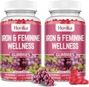 Iron for Women Gummies, Anemia di supplemento di ferro da 40 mg con multivitaminico per le donne, Zinco, Selenio, Iodio - per la carenza di ferro - Supporto ormonale naturale per PMS, Fiamma di Uva, 2 Pack