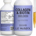 Collage liquido per le donne, 300.000mcg Liquid Biotin e Collagen Supplementi Gocce per capelli, Nail Growth Glowing Skin - 60ml