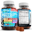 Ashwagandha Maca Root Gummies con Fenugreek Hibiscus Slippery Elm Saffron Extract & Beta Carotene | Peach Flavor Vegan Gummy Vitamins Adaptogen Cortisol Supplement Energlo by Clean Nutra