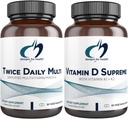 Progetti per la salute Multivitamina + vitamina D/K Supplemento Bundle - Twice Daily Multi (60 capsule) con vitamina D Supreme (60 capsule) 5000 IU Vitamina D3