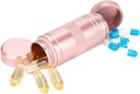 Piccola scatola di pillole in metallo caso - Portatile contenitore impermeabile per borsa tasca, Travel Daily Pill Holder, Organizzatore di medicina per vitamina / olio di pesce / ingredienti rosa 1 confezione