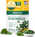 Sunlit Best USDA Organic Premium Chlorella Tablets 500 Tabs | 100% Pure Chlorella Superfood Supplement High in Protein, Chlorophyll, Vitamins, & Minerals | Supports Good Health, Wellbeing & Recovery