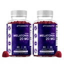 Vitamatic Melatonina 20mg Gummies per adulti, 30 Serve - 60 Conte - Supplemento formativo non abituale (Pacchetto di 2)