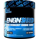 EVL Ultimate Pre Workout Powder - Thermogenic Fat Burn Support Preworkout Powder Drink for Last Energy Focus and Stamina - ENGN Shred Intense Creatine Free Preworkout Drink Mix - Blue Raz