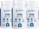 Vitamina K2 + D3 - K2 + D3 Integratore di vitamina con Estratto di pepe nero di Bioperine e Calcio per il supporto di salute di ossa e di cuore - 3 Pack - Assorbimento massimo - Made in the USA