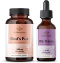 HERBAMAMA Goat's Rue and Milk Thistle Kit - Bundle di 1200 mg Goat's Rue Capsules & Milk Thistle Liver Detox Drops 2 fl oz - Vegan, Non-GMO, Sugar & Alcohol-Free - 2 Pack
