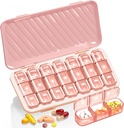Organizzatore di pillole 3 volte al giorno, 7 giorni scatola di pillole - GloDeals organizzatore settimanale di pillole, portatile rimovibile contenitore di medicina quotidiana caso di Dispenser per il supplemento di olio di pesce di vitamina, rosa