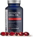 Wild Caught Antarctic Krill Oil 500mg Softgels, SuperbaBoost Omega 3 Supplemento, EPA & DHA, Astaxanthin, Choline, 56% Phospholipids, Sostenibile, No Fish Oil, Vanilla Flavor (Fornitura 60-Day)