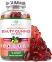 Purificare la vita Vegan Collagen Gummies con Vitamine Biotina per la pelle dei capelli e la salute delle unghie, (90 Chews) Collagen Support Superfruit Complex con Resveratrolo, Vitamina A, E, C - Sostituisci capsule, Pillole