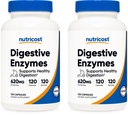 Nutricost Enzimi digestivi 620mg, 120 capsule vegetali (2 bottiglie) - Integratore di enzimi digestivo completo