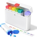Daviky Pill Organizer 2 volte al giorno - Grande capacità settimanale AM PM Pill Box con Cuore Latch, 7 giorni di viaggio Pill Case, Cute Medicine Organizer per il Farmaco, Vitamine, Integratori