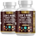 Integratore di funghi con Lion's Mane Turchia Tail Reishi Cordyceps Chaga Marshmallow Root - 120 Conte
