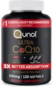 Qunol CoQ10 100mg Softgels, Qunol Ultra CoQ10 100mg, 3x Migliore Assorbimento, Antiossidante per la salute del cuore e la produzione di energia, Coenzyme Q10 Vitamine e Supplementi, 120 Conteggio (Pack of 24)